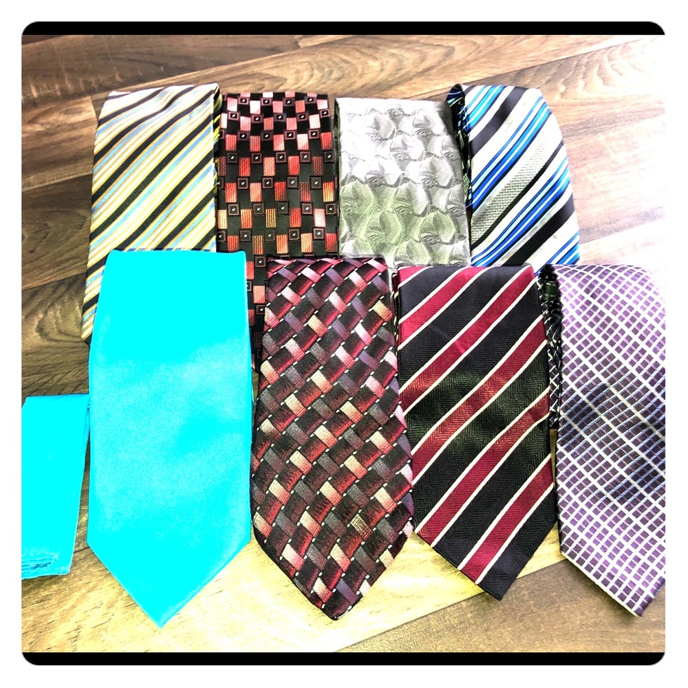 Men’s Tie Assortment 8 Ties, 1 Handkerchief